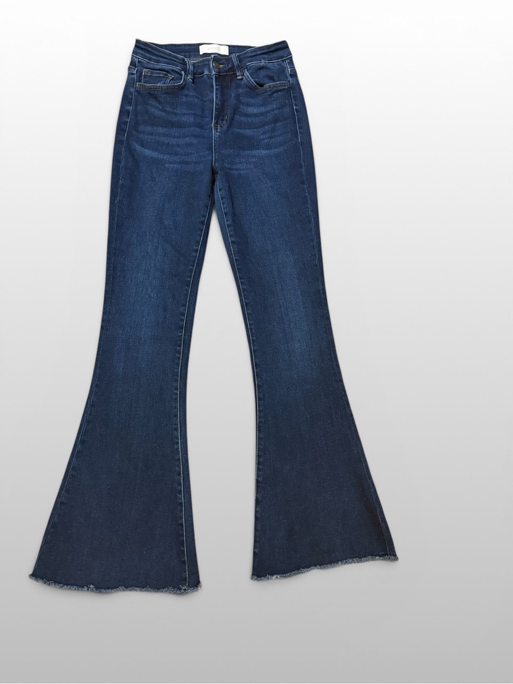 Vervet High Rise Flare Jeans Raw Hem Dark Wash Size 26